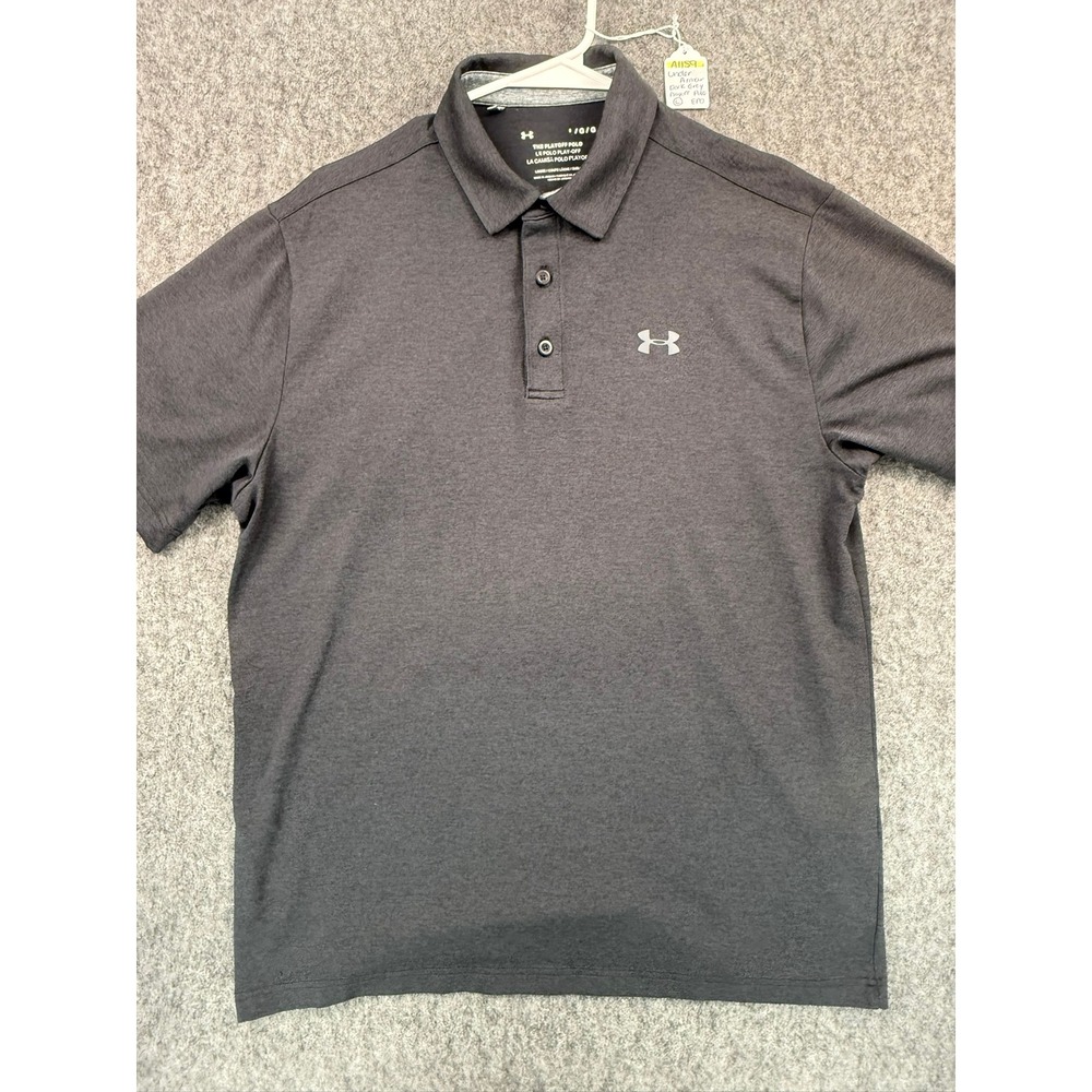 Under Armour Mens Playoff Polo 2.0 Dark Gray Heather Golf Shirt 1351131 L